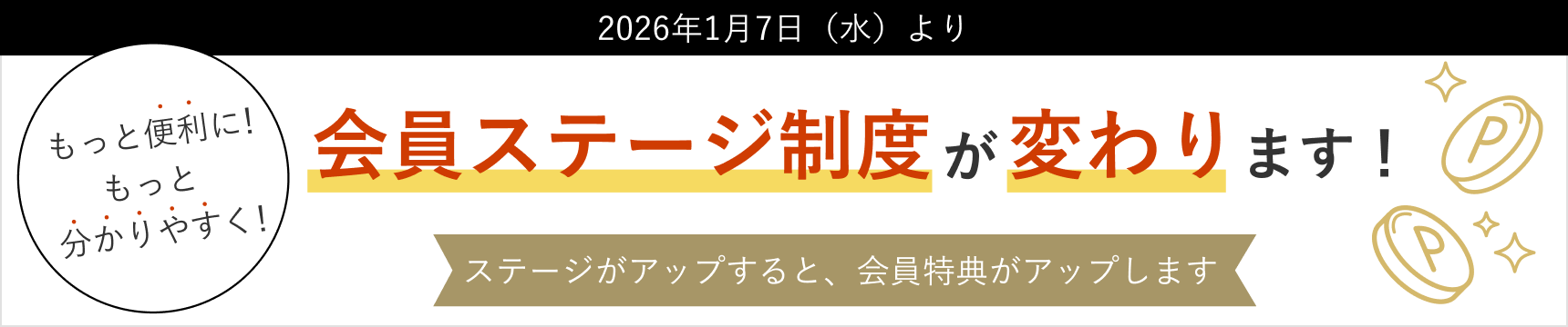 2026年1月7日（水）より会員ステージが変わります