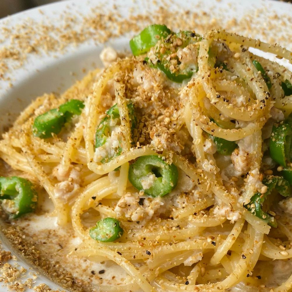 チキンの白ごまクリームパスタ